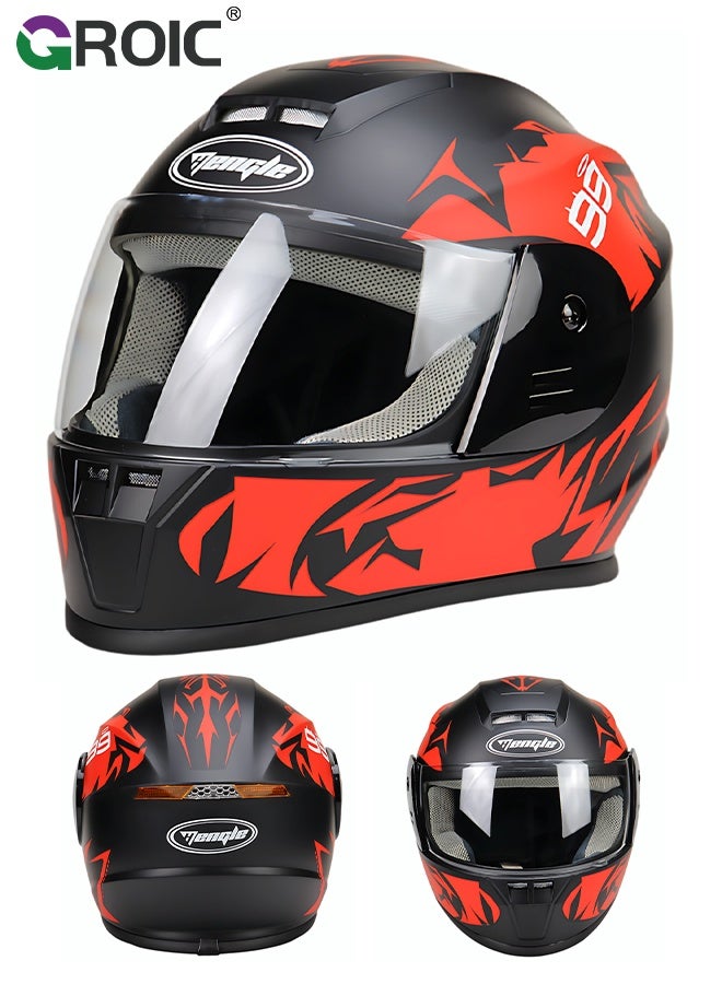GROIC Motorcycle Helmet, Matte Black with Red Graphic, Helmet for Street and Track Riders, Ventilation and Safety Design, Lightweight Helmet for Men and Women, Motorbike and Electric Bike Riding - Image 1